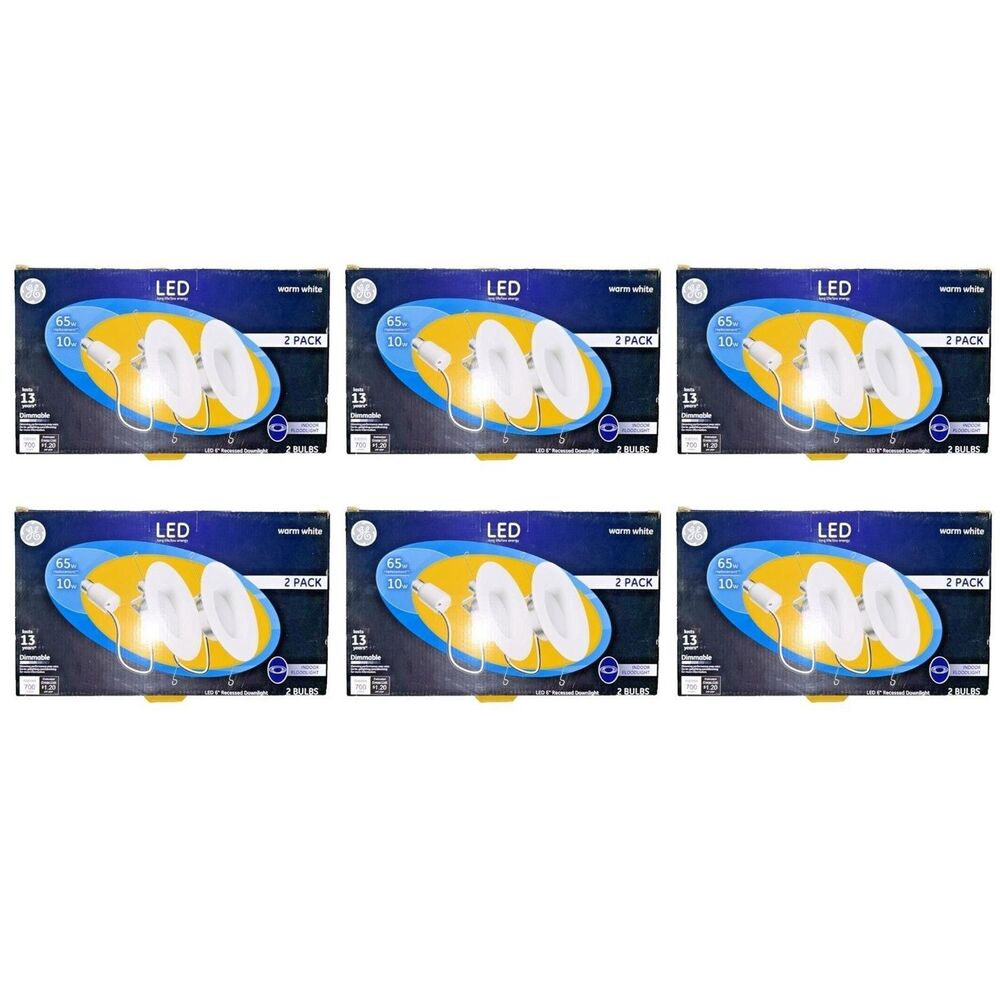 Lot 12 GE 6" LED Recessed Downlight Warm White Dimmable White Trim New